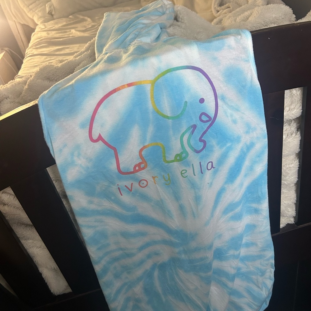 Ivory Ella Sky Blue Tie-Dye Hooded Cover up
